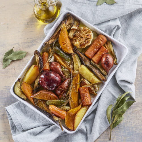 Assado de legumes com casca