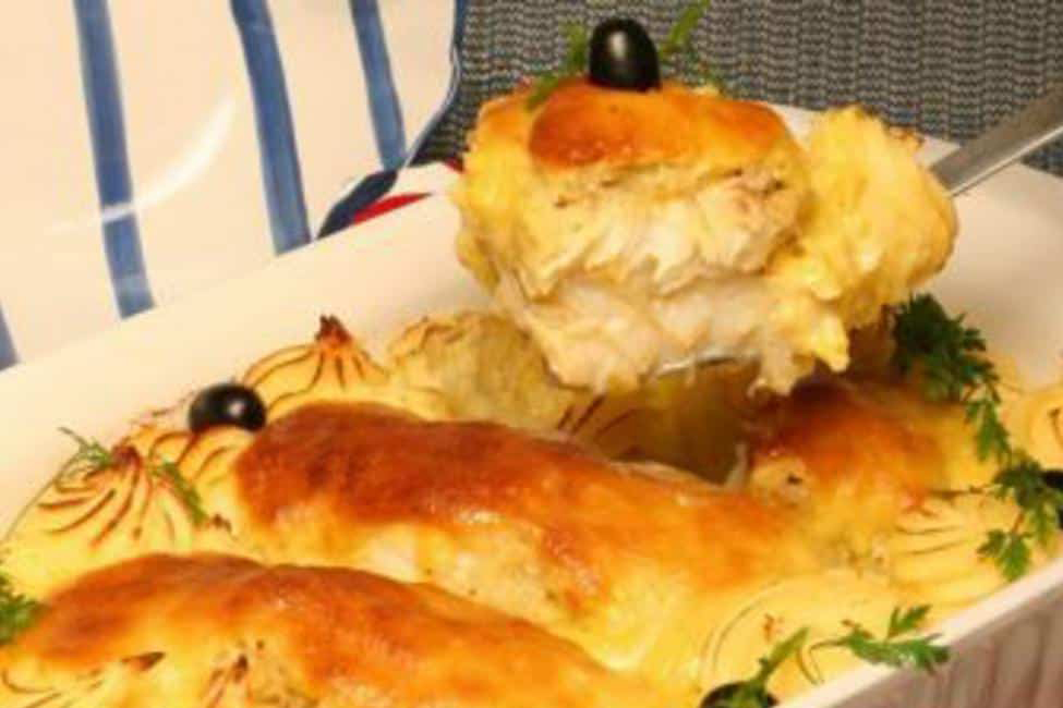Rolos de Bacalhau Recheados Com Puré